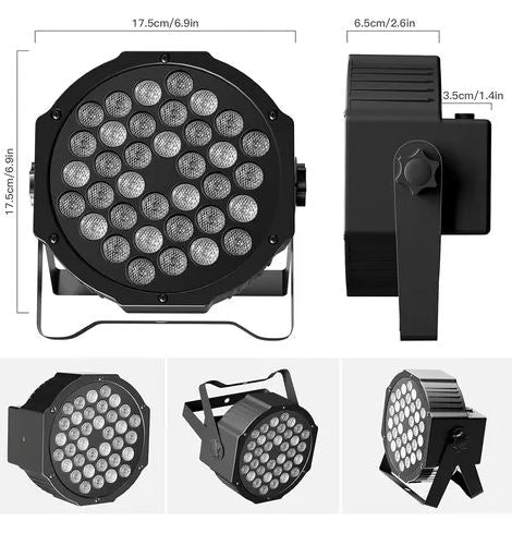 Luz LED Par Profesional RGB 36x1.5W – Efecto Wash y Control por Audio&nbsp;
